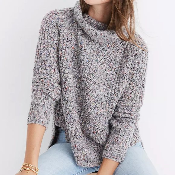 Madewell Colorfleck Ribbed Turtleneck Sweater Jumper - Picture 1 of 13